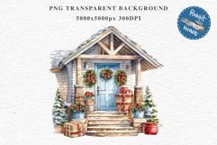 Christmas Porch Front Door Entry Decor Clipart PNG Scrapbook Nursery wall art card making collage printable files xmas decor junk journal sublimation santa watercolor Christmas Porch Front Door, xmas clipart, sublimation nursery, holiday winter Entry Deco