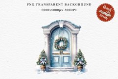 Christmas Porch Front Door Entry Decor Clipart PNG Scrapbook Nursery wall art card making collage printable files xmas decor junk journal sublimation santa watercolor Christmas Porch Front Door, xmas clipart, sublimation nursery, holiday winter Entry Deco