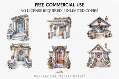 watercolor Christmas Porch Front Door, xmas clipart, sublimation nursery, holiday winter Christmas Porch Front Door Entry Decor Clipart PNG Scrapbook Nursery wall art card making collage printable files xmas decor junk journal sublimation santa