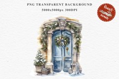Christmas Porch Front Door Entry Decor Clipart PNG Scrapbook Nursery wall art card making collage printable files xmas decor junk journal sublimation santa watercolor Christmas Porch Front Door, xmas clipart, sublimation nursery, holiday winter Entry Deco