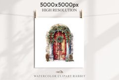 Christmas Porch Front Door Entry Decor Clipart PNG Scrapbook Nursery wall art card making collage printable files xmas decor junk journal sublimation santa watercolor Christmas Porch Front Door, xmas clipart, sublimation nursery, holiday winter Entry Deco