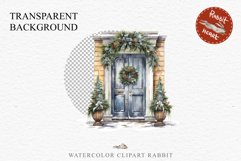 Christmas Porch Front Door Entry Decor Clipart PNG Scrapbook Nursery wall art card making collage printable files xmas decor junk journal sublimation santa watercolor Christmas Porch Front Door, xmas clipart, sublimation nursery, holiday winter Entry Deco