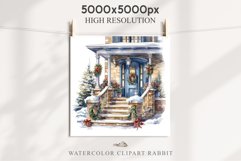 Christmas Porch Front Door Entry Decor Clipart PNG Scrapbook Nursery wall art card making collage printable files xmas decor junk journal sublimation santa watercolor Christmas Porch Front Door, xmas clipart, sublimation nursery, holiday winter Entry Deco