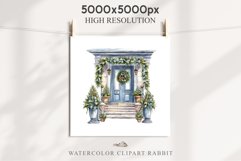 Christmas Porch Front Door Entry Decor Clipart PNG Scrapbook Nursery wall art card making collage printable files xmas decor junk journal sublimation santa watercolor Christmas Porch Front Door, xmas clipart, sublimation nursery, holiday winter Entry Deco