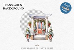 Christmas Porch Front Door Entry Decor Clipart PNG Scrapbook Nursery wall art card making collage printable files xmas decor junk journal sublimation santa watercolor Christmas Porch Front Door, xmas clipart, sublimation nursery, holiday winter Entry Deco