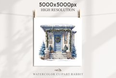 Christmas Porch Front Door Entry Decor Clipart PNG Scrapbook Nursery wall art card making collage printable files xmas decor junk journal sublimation santa watercolor Christmas Porch Front Door, xmas clipart, sublimation nursery, holiday winter Entry Deco
