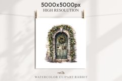 Christmas Porch Front Door Entry Decor Clipart PNG Scrapbook Nursery wall art card making collage printable files xmas decor junk journal sublimation santa watercolor Christmas Porch Front Door, xmas clipart, sublimation nursery, holiday winter Entry Deco