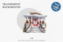 Christmas Porch Front Door Entry Decor Clipart PNG Scrapbook Nursery wall art card making collage printable files xmas decor junk journal sublimation santa watercolor Christmas Porch Front Door, xmas clipart, sublimation nursery, holiday winter Entry Deco