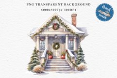 Christmas Porch Front Door Entry Decor Clipart PNG Scrapbook Nursery wall art card making collage printable files xmas decor junk journal sublimation santa watercolor Christmas Porch Front Door, xmas clipart, sublimation nursery, holiday winter Entry Deco