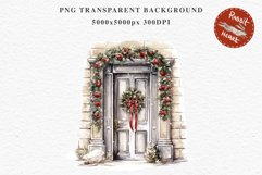 Christmas Porch Front Door Entry Decor Clipart PNG Scrapbook Nursery wall art card making collage printable files xmas decor junk journal sublimation santa watercolor Christmas Porch Front Door, xmas clipart, sublimation nursery, holiday winter Entry Deco