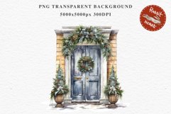 Christmas Porch Front Door Entry Decor Clipart PNG Scrapbook Nursery wall art card making collage printable files xmas decor junk journal sublimation santa watercolor Christmas Porch Front Door, xmas clipart, sublimation nursery, holiday winter Entry Deco