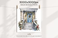 Christmas Porch Front Door Entry Decor Clipart PNG Scrapbook Nursery wall art card making collage printable files xmas decor junk journal sublimation santa watercolor Christmas Porch Front Door, xmas clipart, sublimation nursery, holiday winter Entry Deco
