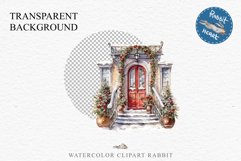 Christmas Porch Front Door Entry Decor Clipart PNG Scrapbook Nursery wall art card making collage printable files xmas decor junk journal sublimation santa watercolor Christmas Porch Front Door, xmas clipart, sublimation nursery, holiday winter Entry Deco