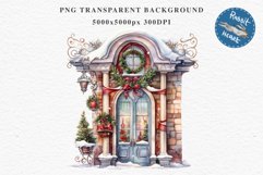 Christmas Porch Front Door Entry Decor Clipart PNG Scrapbook Nursery wall art card making collage printable files xmas decor junk journal sublimation santa watercolor Christmas Porch Front Door, xmas clipart, sublimation nursery, holiday winter Entry Deco