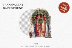 Christmas Porch Front Door Entry Decor Clipart PNG Scrapbook Nursery wall art card making collage printable files xmas decor junk journal sublimation santa watercolor Christmas Porch Front Door, xmas clipart, sublimation nursery, holiday winter Entry Deco