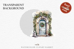 Christmas Porch Front Door Entry Decor Clipart PNG Scrapbook Nursery wall art card making collage printable files xmas decor junk journal sublimation santa watercolor Christmas Porch Front Door, xmas clipart, sublimation nursery, holiday winter Entry Deco