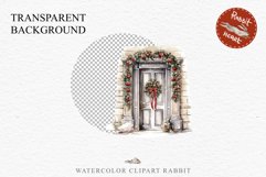Christmas Porch Front Door Entry Decor Clipart PNG Scrapbook Nursery wall art card making collage printable files xmas decor junk journal sublimation santa watercolor Christmas Porch Front Door, xmas clipart, sublimation nursery, holiday winter Entry Deco