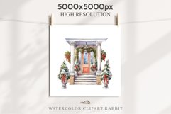 Christmas Porch Front Door Entry Decor Clipart PNG Scrapbook Nursery wall art card making collage printable files xmas decor junk journal sublimation santa watercolor Christmas Porch Front Door, xmas clipart, sublimation nursery, holiday winter Entry Deco