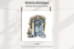 Christmas Porch Front Door Entry Decor Clipart PNG Scrapbook Nursery wall art card making collage printable files xmas decor junk journal sublimation santa watercolor Christmas Porch Front Door, xmas clipart, sublimation nursery, holiday winter Entry Deco