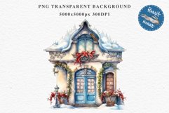 Christmas Porch Front Door Entry Decor Clipart PNG Scrapbook Nursery wall art card making collage printable files xmas decor junk journal sublimation santa watercolor Christmas Porch Front Door, xmas clipart, sublimation nursery, holiday winter Entry Deco