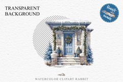 Christmas Porch Front Door Entry Decor Clipart PNG Scrapbook Nursery wall art card making collage printable files xmas decor junk journal sublimation santa watercolor Christmas Porch Front Door, xmas clipart, sublimation nursery, holiday winter Entry Deco