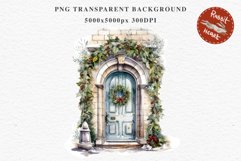 Christmas Porch Front Door Entry Decor Clipart PNG Scrapbook Nursery wall art card making collage printable files xmas decor junk journal sublimation santa watercolor Christmas Porch Front Door, xmas clipart, sublimation nursery, holiday winter Entry Deco