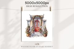 Christmas Porch Front Door Entry Decor Clipart PNG Scrapbook Nursery wall art card making collage printable files xmas decor junk journal sublimation santa watercolor Christmas Porch Front Door, xmas clipart, sublimation nursery, holiday winter Entry Deco