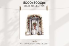 Christmas Porch Front Door Entry Decor Clipart PNG Scrapbook Nursery wall art card making collage printable files xmas decor junk journal sublimation santa watercolor Christmas Porch Front Door, xmas clipart, sublimation nursery, holiday winter Entry Deco