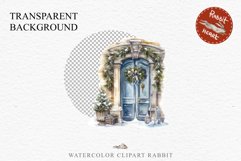 Christmas Porch Front Door Entry Decor Clipart PNG Scrapbook Nursery wall art card making collage printable files xmas decor junk journal sublimation santa watercolor Christmas Porch Front Door, xmas clipart, sublimation nursery, holiday winter Entry Deco