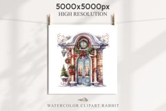 Christmas Porch Front Door Entry Decor Clipart PNG Scrapbook Nursery wall art card making collage printable files xmas decor junk journal sublimation santa watercolor Christmas Porch Front Door, xmas clipart, sublimation nursery, holiday winter Entry Deco