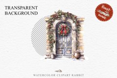 Christmas Porch Front Door Entry Decor Clipart PNG Scrapbook Nursery wall art card making collage printable files xmas decor junk journal sublimation santa watercolor Christmas Porch Front Door, xmas clipart, sublimation nursery, holiday winter Entry Deco