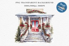 Christmas Porch Front Door Entry Decor Clipart PNG Scrapbook Nursery wall art card making collage printable files xmas decor junk journal sublimation santa watercolor Christmas Porch Front Door, xmas clipart, sublimation nursery, holiday winter Entry Deco