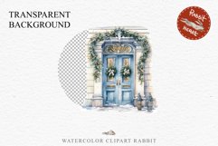 Christmas Porch Front Door Entry Decor Clipart PNG Scrapbook Nursery wall art card making collage printable files xmas decor junk journal sublimation santa watercolor Christmas Porch Front Door, xmas clipart, sublimation nursery, holiday winter Entry Deco