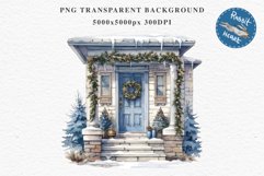 Christmas Porch Front Door Entry Decor Clipart PNG Scrapbook Nursery wall art card making collage printable files xmas decor junk journal sublimation santa watercolor Christmas Porch Front Door, xmas clipart, sublimation nursery, holiday winter Entry Deco