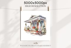 Christmas Porch Front Door Entry Decor Clipart PNG Scrapbook Nursery wall art card making collage printable files xmas decor junk journal sublimation santa watercolor Christmas Porch Front Door, xmas clipart, sublimation nursery, holiday winter Entry Deco