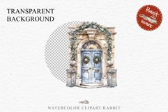 Christmas Porch Front Door Entry Decor Clipart PNG Scrapbook Nursery wall art card making collage printable files xmas decor junk journal sublimation santa watercolor Christmas Porch Front Door, xmas clipart, sublimation nursery, holiday winter Entry Deco