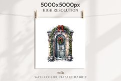 Christmas Porch Front Door Entry Decor Clipart PNG Scrapbook Nursery wall art card making collage printable files xmas decor junk journal sublimation santa watercolor Christmas Porch Front Door, xmas clipart, sublimation nursery, holiday winter Entry Deco