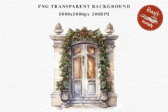 Christmas Porch Front Door Entry Decor Clipart PNG Scrapbook Nursery wall art card making collage printable files xmas decor junk journal sublimation santa watercolor Christmas Porch Front Door, xmas clipart, sublimation nursery, holiday winter Entry Deco
