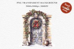 Christmas Porch Front Door Entry Decor Clipart PNG Scrapbook Nursery wall art card making collage printable files xmas decor junk journal sublimation santa watercolor Christmas Porch Front Door, xmas clipart, sublimation nursery, holiday winter Entry Deco