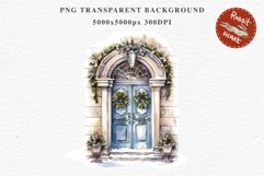 Christmas Porch Front Door Entry Decor Clipart PNG Scrapbook Nursery wall art card making collage printable files xmas decor junk journal sublimation santa watercolor Christmas Porch Front Door, xmas clipart, sublimation nursery, holiday winter Entry Deco