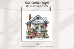 Christmas Porch Front Door Entry Decor Clipart PNG Scrapbook Nursery wall art card making collage printable files xmas decor junk journal sublimation santa watercolor Christmas Porch Front Door, xmas clipart, sublimation nursery, holiday winter Entry Deco