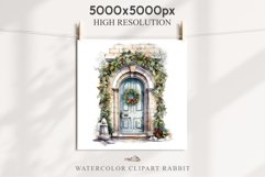Christmas Porch Front Door Entry Decor Clipart PNG Scrapbook Nursery wall art card making collage printable files xmas decor junk journal sublimation santa watercolor Christmas Porch Front Door, xmas clipart, sublimation nursery, holiday winter Entry Deco