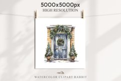 Christmas Porch Front Door Entry Decor Clipart PNG Scrapbook Nursery wall art card making collage printable files xmas decor junk journal sublimation santa watercolor Christmas Porch Front Door, xmas clipart, sublimation nursery, holiday winter Entry Deco