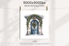 Christmas Porch Front Door Entry Decor Clipart PNG Scrapbook Nursery wall art card making collage printable files xmas decor junk journal sublimation santa watercolor Christmas Porch Front Door, xmas clipart, sublimation nursery, holiday winter Entry Deco