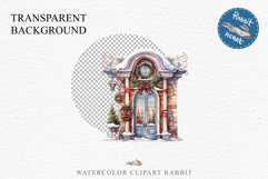 Christmas Porch Front Door Entry Decor Clipart PNG Scrapbook Nursery wall art card making collage printable files xmas decor junk journal sublimation santa watercolor Christmas Porch Front Door, xmas clipart, sublimation nursery, holiday winter Entry Deco