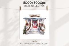 Christmas Porch Front Door Entry Decor Clipart PNG Scrapbook Nursery wall art card making collage printable files xmas decor junk journal sublimation santa watercolor Christmas Porch Front Door, xmas clipart, sublimation nursery, holiday winter Entry Deco