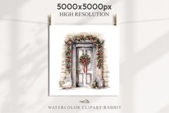 watercolor Christmas Porch Front Door, xmas clipart, sublimation nursery, holiday winter Porch Front Door Entry Decor Clipart PNG Scrapbook Nursery wall art card making collage printable files xmas decoration junk journal sublimation designs santa