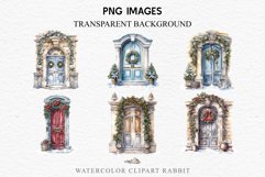 watercolor Christmas Porch Front Door, xmas clipart, sublimation nursery, holiday winter Porch Front Door Entry Decor Clipart PNG Scrapbook Nursery wall art card making collage printable files xmas decoration junk journal sublimation designs santa