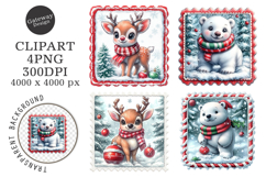 Christmas Postage Stamps Clipart Product Image 1