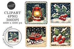 Christmas Postage Stamps Clipart Product Image 1